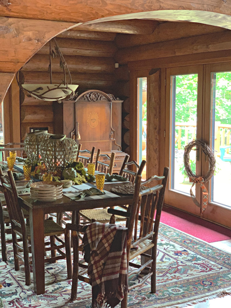 Fall Table and Armoire in Log Cabin