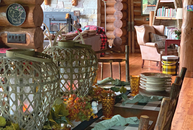 Fall Table looking out to cabin great room