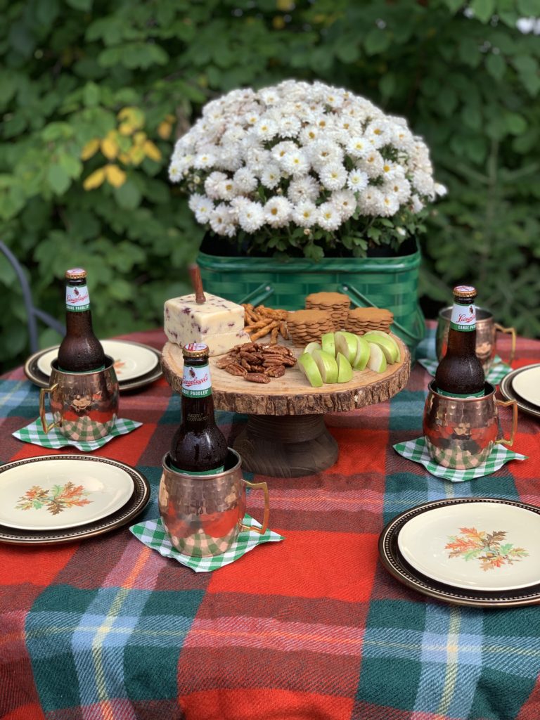 Fall Table with Snacks and mums