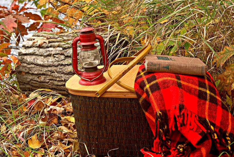 Vintage Picnic Basket and blanket