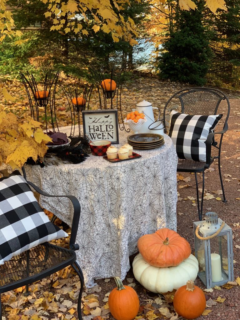 Halloween Table with Buffalo Plaid