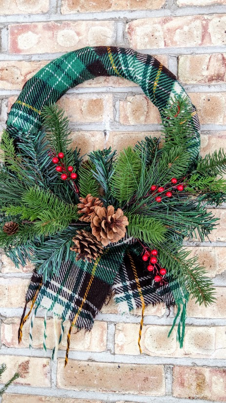 plaid scarf Christmas Wreath