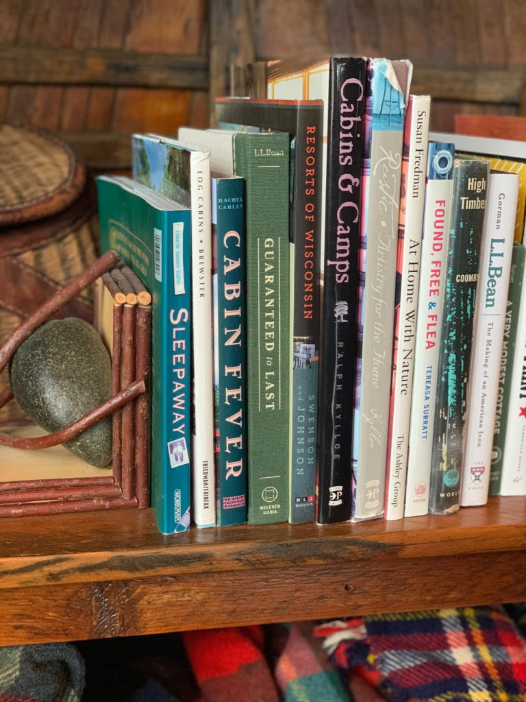 Cabin Books on Bookshelf, Coffee Table Books, Styling a Bookshelf