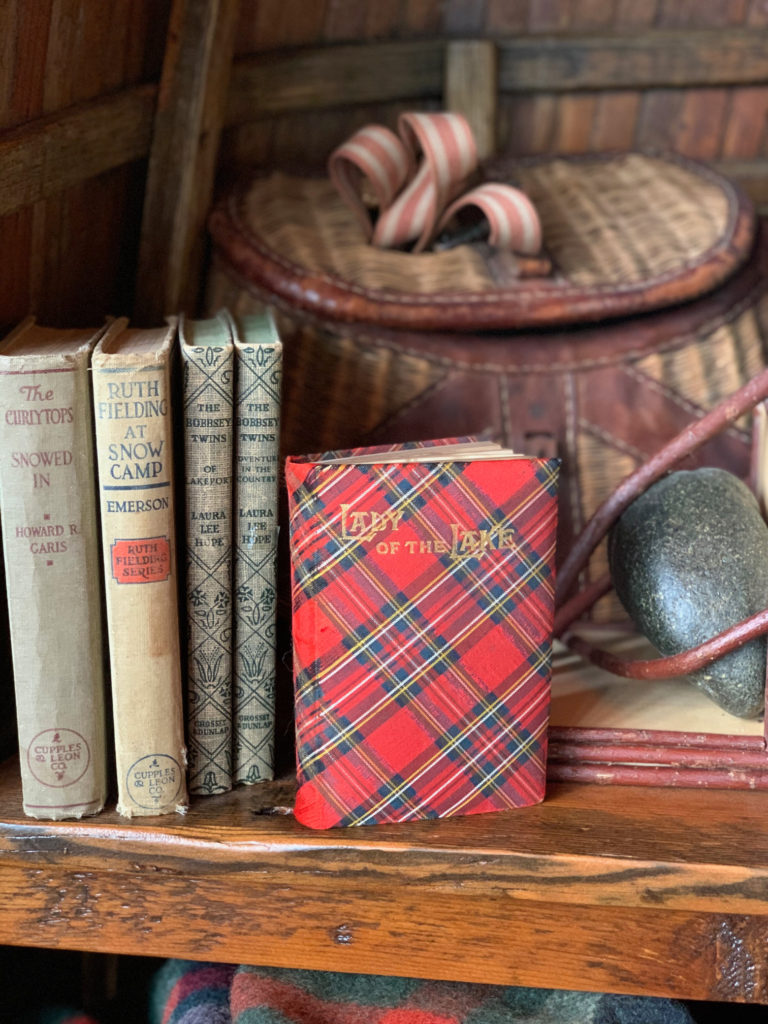 Vintage Books, Our Lady of the Lake, Fishing Creel, Styling a Bookshelf