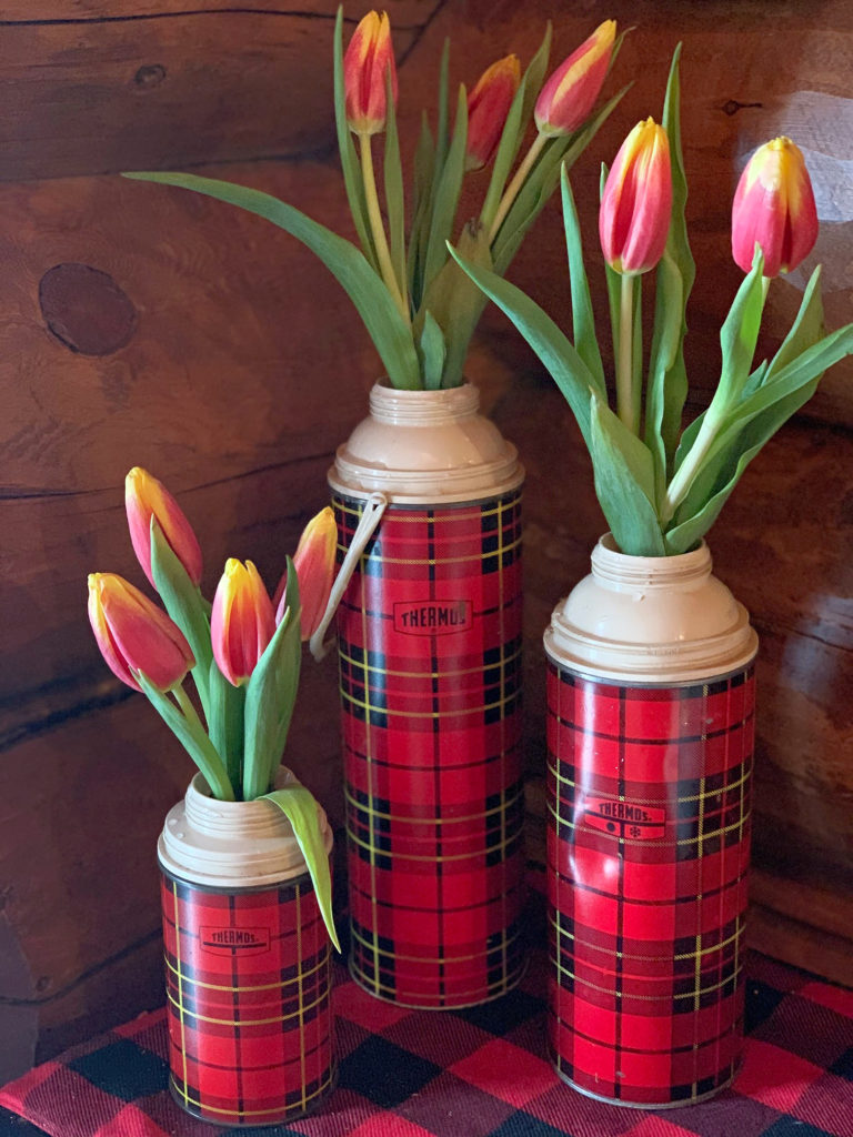 Old Thermos bottle vase