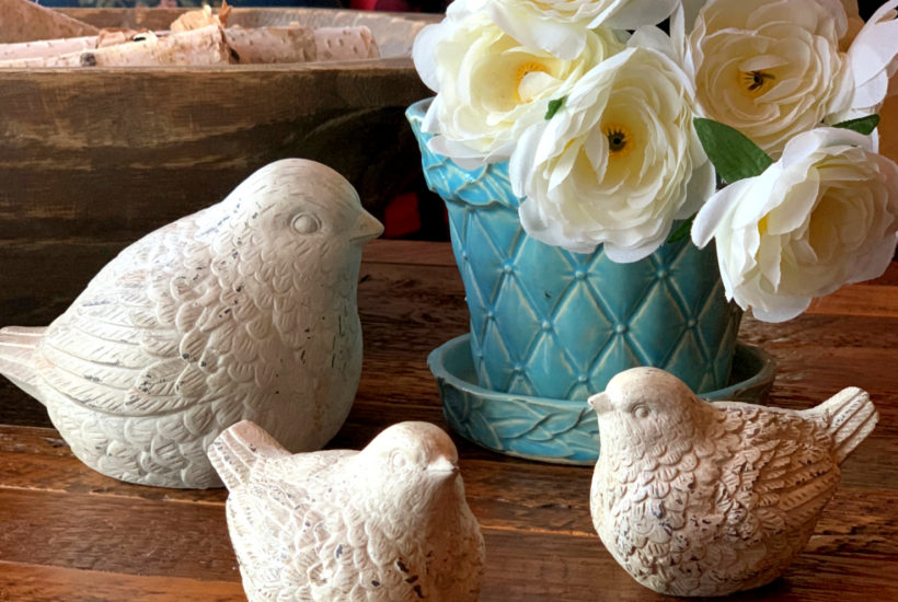 Spring Decor Birds and McCoy Pot of flowers