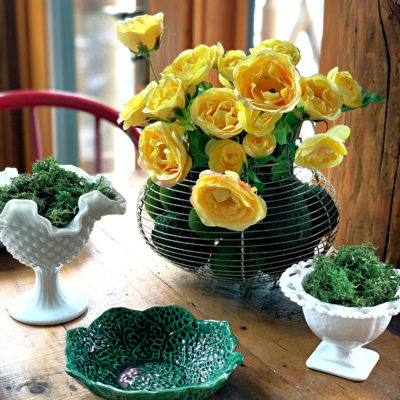 Spring Decorating with Thrifted Milk Glass