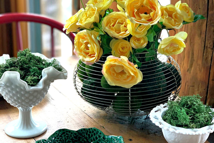 Spring Table, Moss and Roses