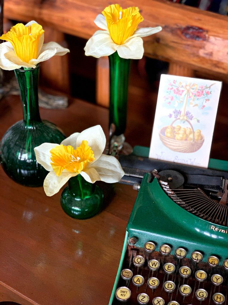 Daffodils in green vases