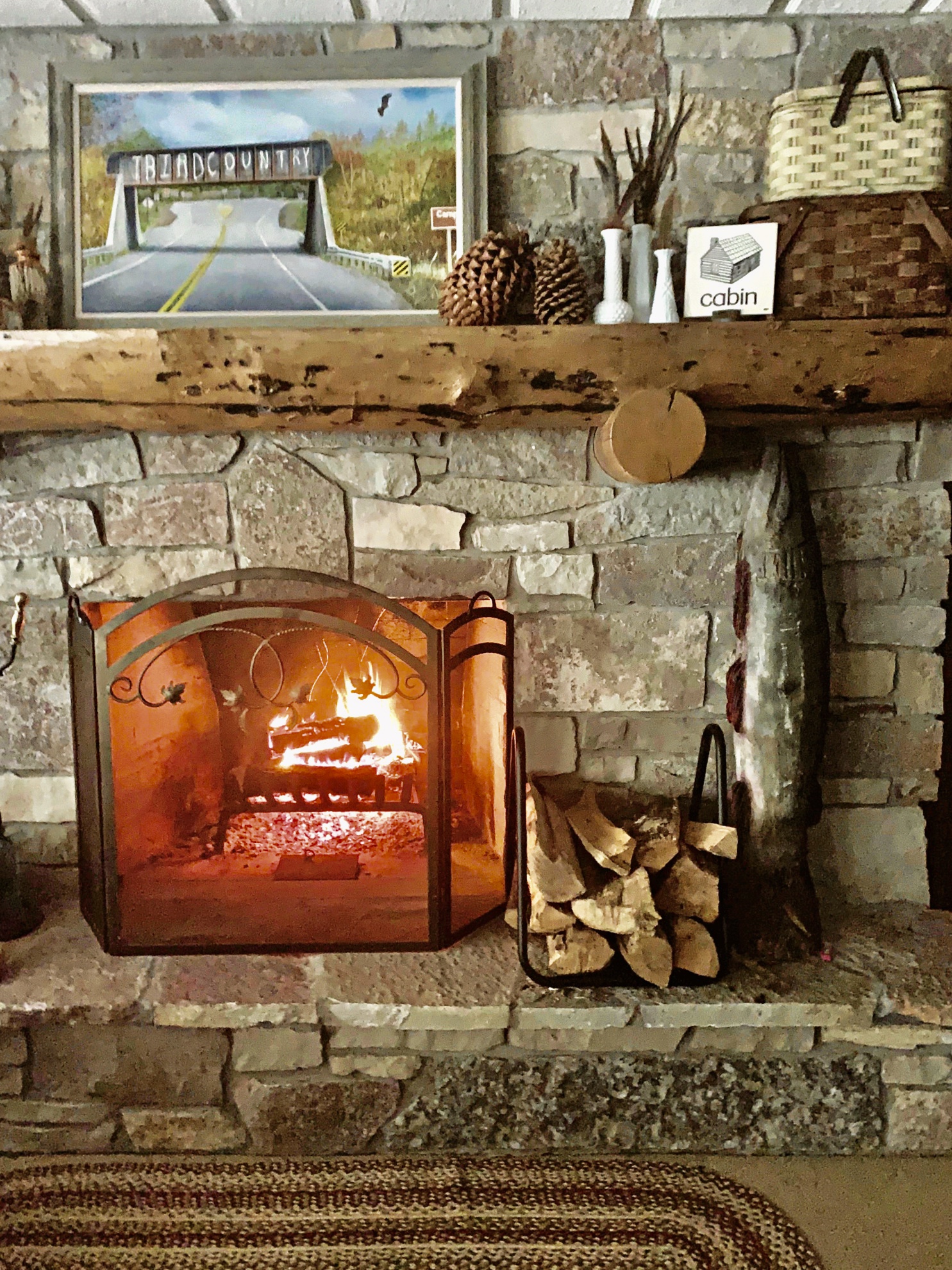 Rustic Fireplace Mantel Decor ~ White Arrows Home