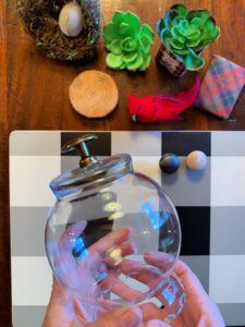 DIY Cloche Glass Dome Decor Craft Project vase and knobs