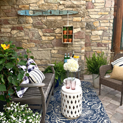 Summer Porch Decor in Blue and White