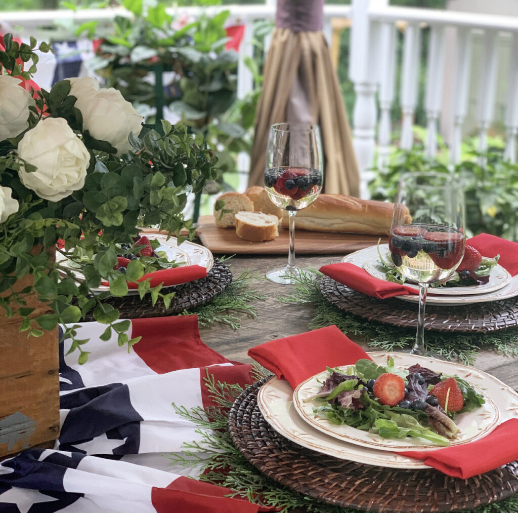 Bricks N Blooms Patriotic tablescape