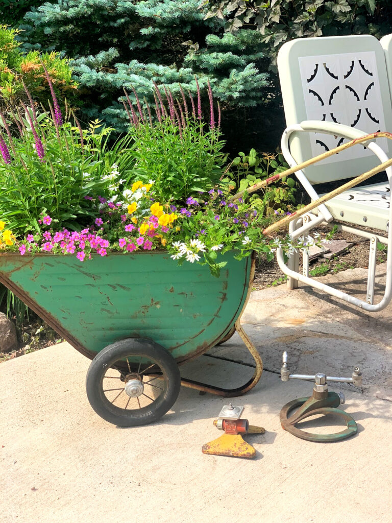 vintage wagon full of flowers