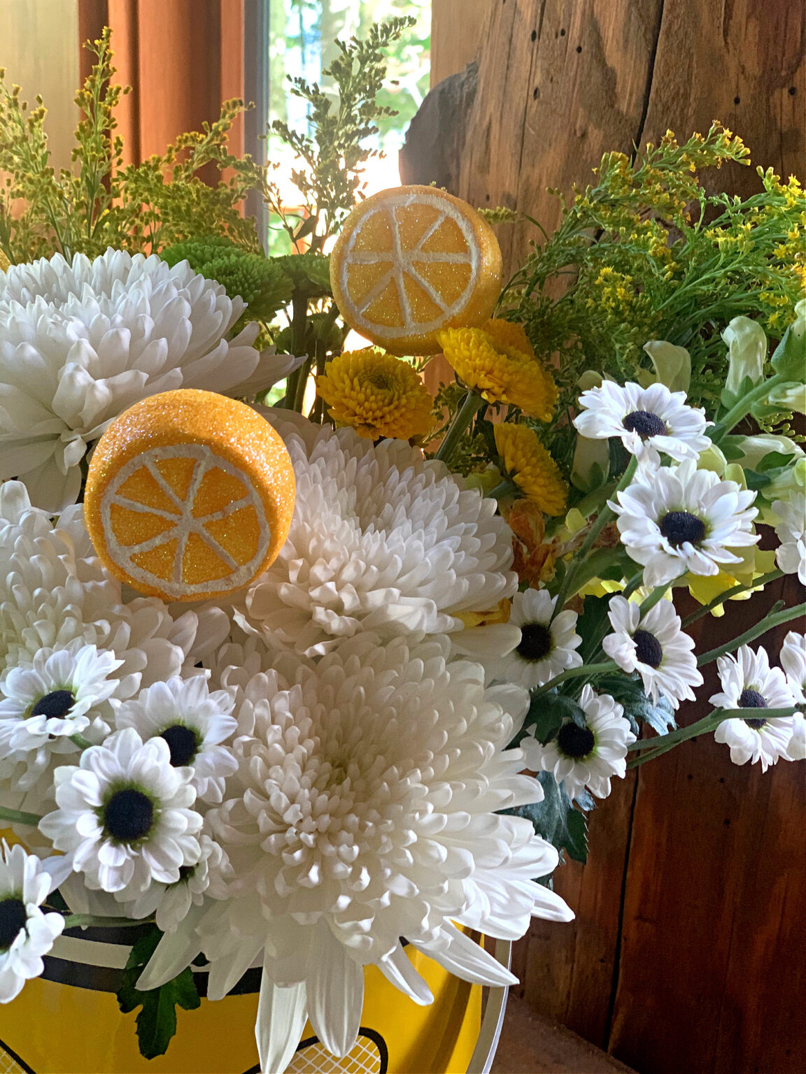 Summer Floral Arrangement in Yellow and White ~ White Arrows Home