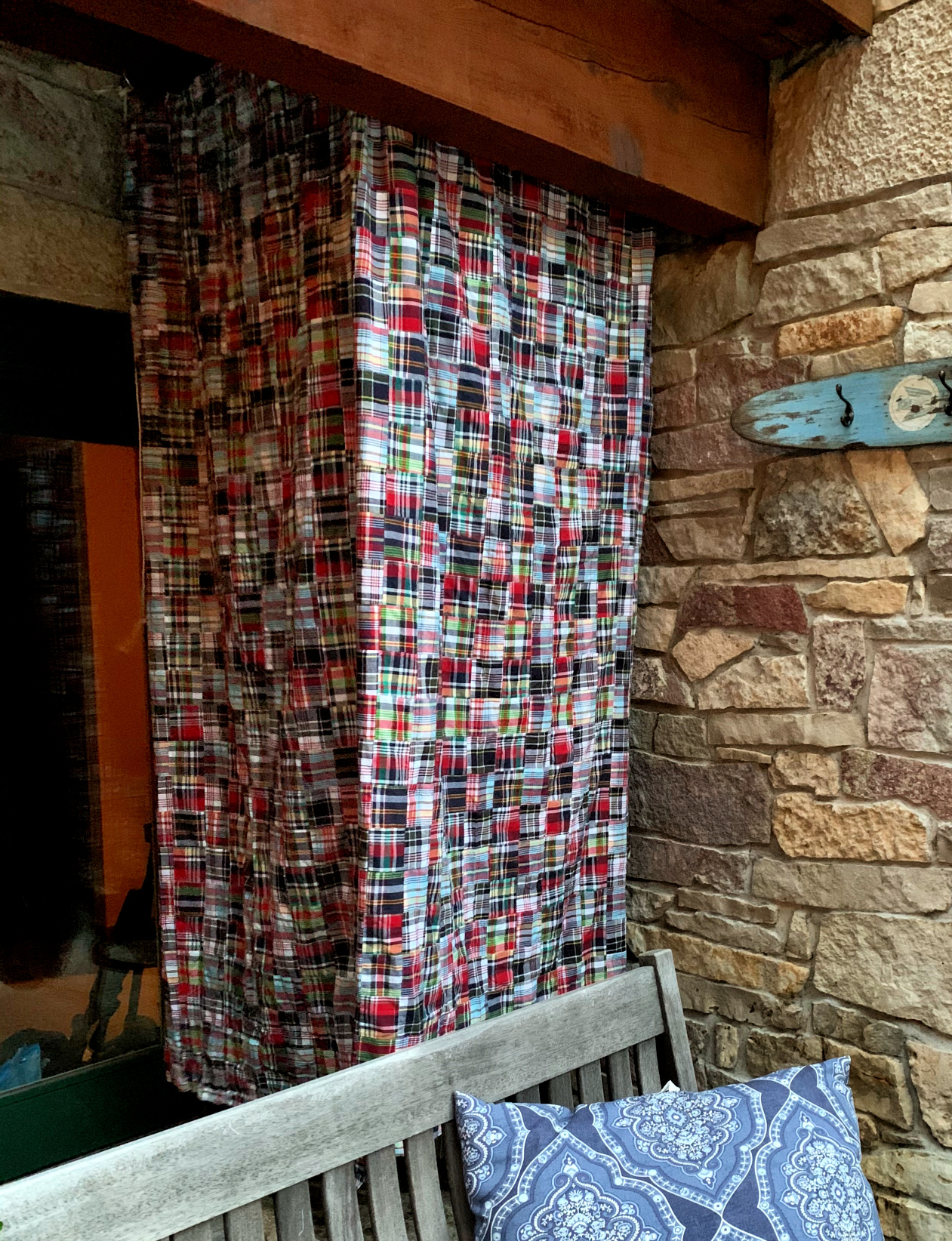 DIY Outdoor Shower Curtain ~ White Arrows Home