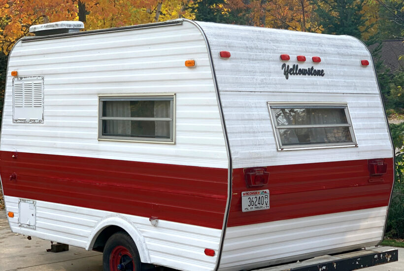 Vintage Red and White Camper