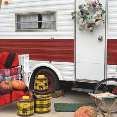 Vintage Camper Decorated for Fall