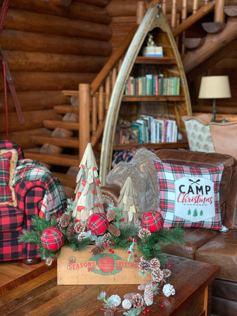 Christmas Decor wood trees in a vintage box