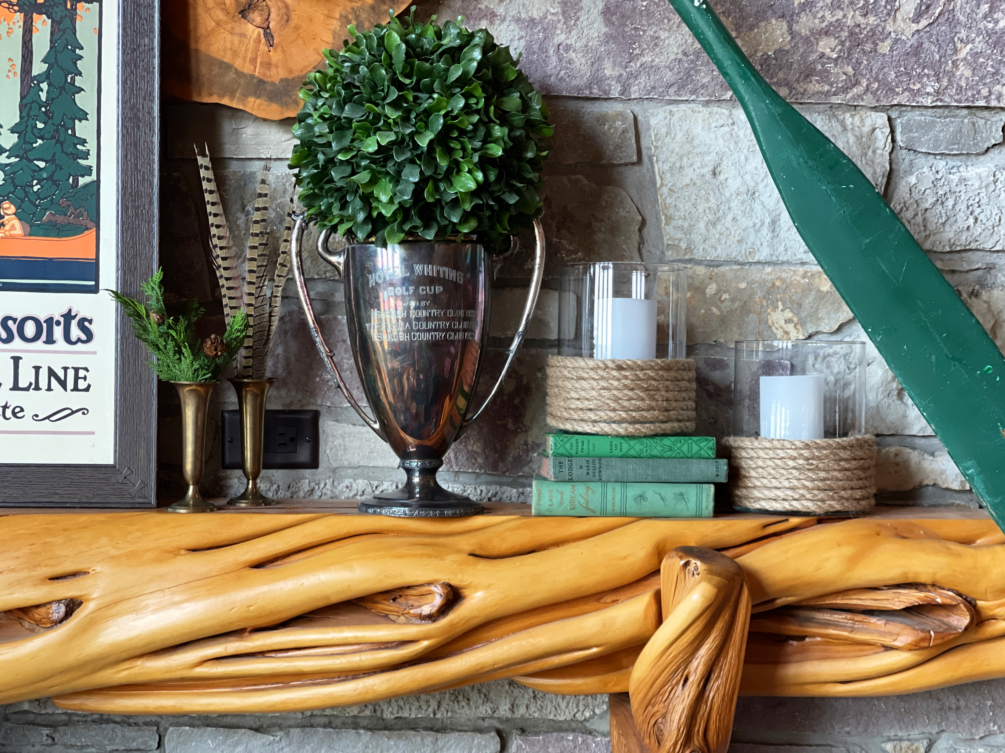 Spring mantel decor