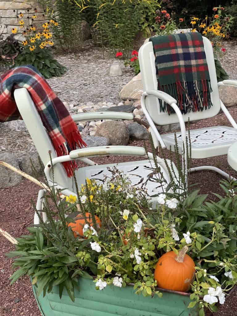 Cabin Outdoor Seating in Fall