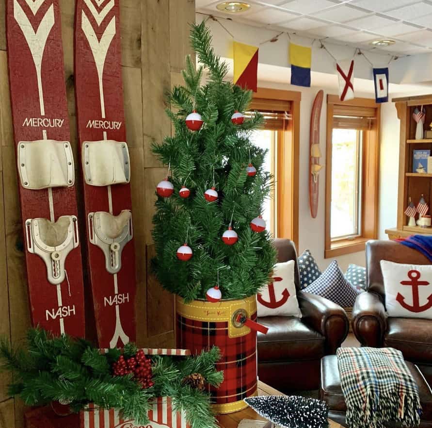 Plaid Christmas Decor with a Thermos Cooler