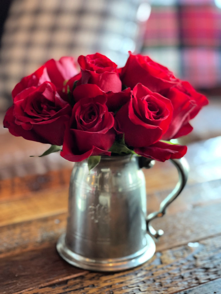 Red Roses in Galvanized mug