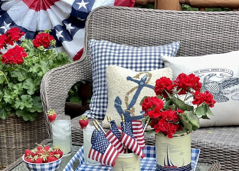 Patriotic Cabin Porch