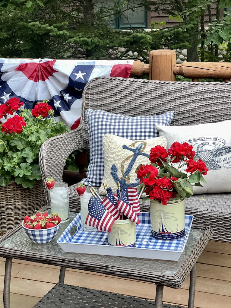 Patriotic Cabin Porch