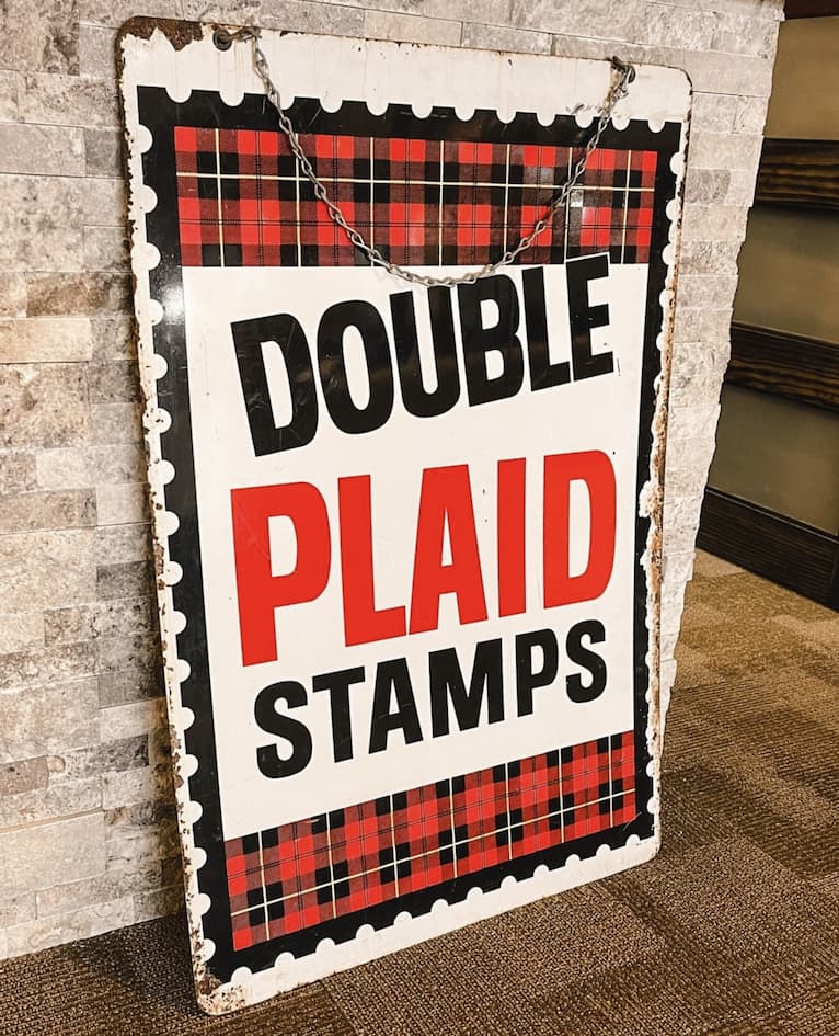 Double Plaid Stamps Antique Sign
