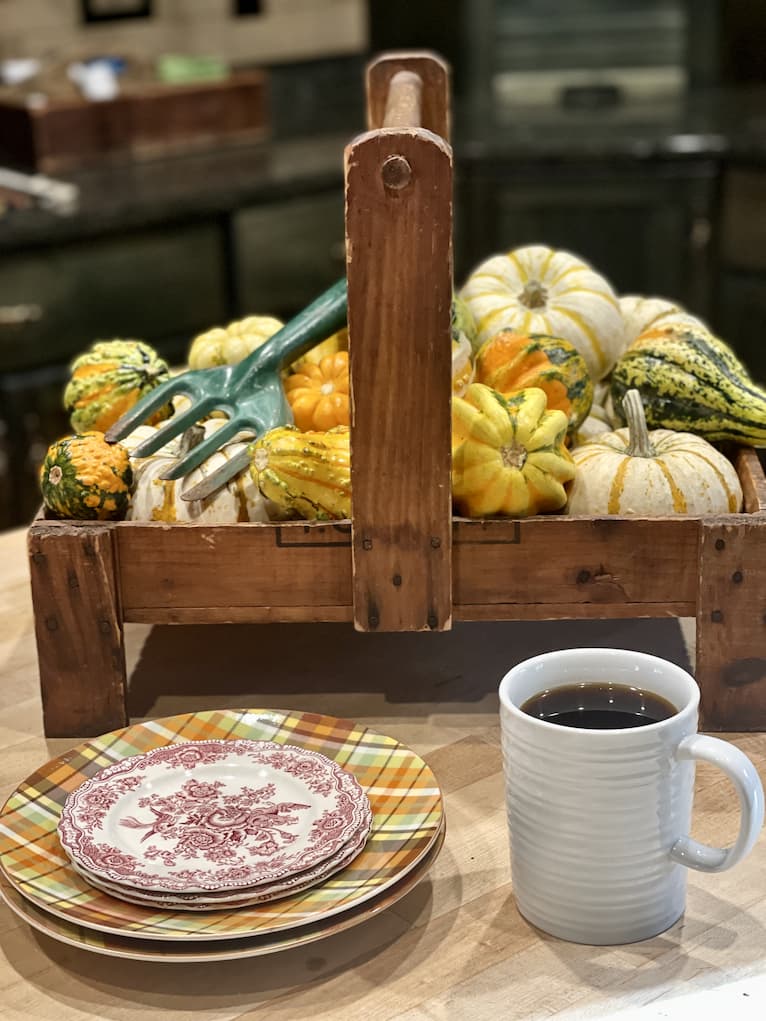 Antique Tote Decorated for Fall