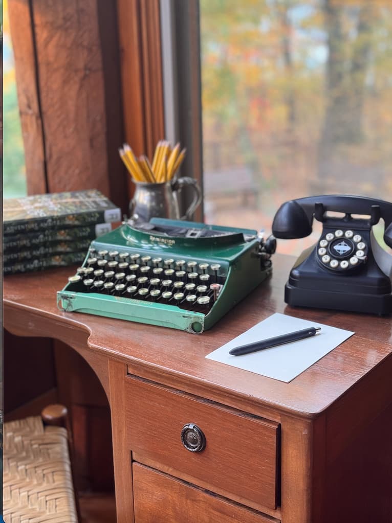 Desk with vintage typewriter